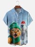 Moisture Wicking Fun Christmas Cat Selfie Bigfoot Chest Pocket Hawaiian Shirt