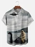 Big Size Moisture-wicking Bigfoot Loch Ness Monster UFO Chest Pocket Casual Shirt