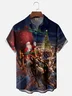 Moisture-wicking Christmas Tree Santa Claus Christmas Elk Chest Pocket Casual Shirt