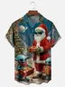 Moisture-wicking Christmas Santa Claus Alien Gifts Chest Pocket Casual Shirt