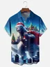 Moisture-wicking Christmas Fun Godzilla Christmas Tree Chest Pocket Casual Shirt