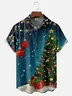Moisture-wicking Christmas Art Christmas Tree Chest Pocket Casual Shirt