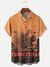 Moisture Wicking Thanksgiving Fun Monster Turkey Chest Pocket Hawaiian Shirt