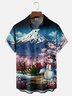 Moisture Wicking Cherry Blossoms at the Foot of Mount Fuji Merry Christmas Santa Claus Snowman Chest Pocket Hawaiian Shirt