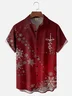 Moisture-wicking Christmas Snowflake Jesus Faith Cross Chest Pocket Casual Shirt