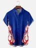 Moisture Wicking Vintage Car Painting Flame Line Chest Pocket Hawaiian Shirt