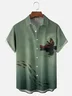Moisture-wicking Bigfoot Fishing Art Chest Pocket Casual Shirt