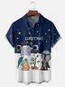 Tall Size Moisture-wicking Christmas Tree Cartoon Chest Pocket Casual Shirt