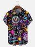 Moisture-wicking Christmas Santa Claus Elk Neon Lights Chest Pocket Casual Shirt