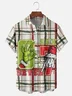 Moisture Wicking Christmas Fun Gestures Checkered Chest Pocket Hawaiian Shirt