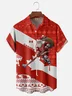Moisture-wicking Canada Santa Claus Hockey Maple Leaves Chest Pocket Casual Shirt