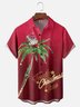 Moisture Wicking Merry Christmas Coconut Tree Santa Claus Golf Ball Chest Pocket Hawaiian Shirt