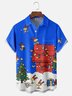 Moisture-wicking Christmas Red House Christmas Tree Fun Chest Pocket Casual Shirt