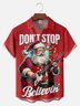 Big Size Moisture-wicking Christmas Santa Claus Rock Music Chest Pocket Casual Shirt