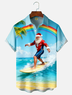 Moisture-wicking Christmas Santa Claus Surfing Chest Pocket Casual Shirt