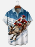 Moisture-wicking Christmas Santa Claus Rodeo Chest Pocket Casual Shirt