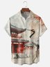 Moisture Wicking Japanese Cultural Architecture Crane Changing Color Chest Pocket Hawaiian Shirt