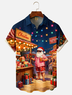 Moisture-wicking Christmas Santa Claus Chest Pocket Casual Shirt
