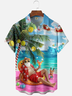 Moisture-wicking Christmas Santa Claus on Vacation Cocktail Tropical Chest Pocket Holiday Shirt