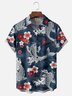 Moisture Wicking Japanese Culture Cherry Blossom Koi Waves Chest Pocket Hawaiian Shirt