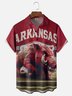 Moisture-Wicking American Football Arkansas Art Wild Boar Chest Pocket Casual Shirt