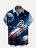 Moisture-wicking Christmas Santa Claus On Rocket Chest Pocket Holiday Shirt