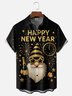 Moisture Wicking Happy New Year Wine Glass Dwarf Chest Pocket Hawaiian Shirt