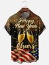 Moisture Wicking Happy New Year Hawaiian Shirt with Chest Pocket