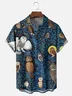 Moisture-wicking Bird and Plant Print Chest Pocket Casual Shirt