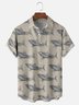 Moisture-wicking Shark Fun Print Chest Pocket Casual Shirt