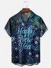 Moisture Wicking Happy New Year Hawaiian Shirt with Chest Pocket