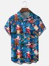 Moisture Wicking Santa Claus Surfing Guitar Coconut Tree Beach Chest Pocket Holiday Shirt
