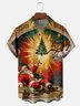 Moisture-Wicking Christmas Santa Reindeer Fun Chest Pocket Casual Shirt