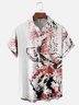 Moisture Wicking Japanese Cultural Abstract Ink Painting Cherry Blossom Chest Pocket Hawaiian Shirt