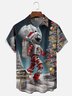 Moisture Wicking Astronaut Christmas Chest Pocket Hawaiian Shirt