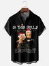 Moisture-wicking Christmas Santa Claus Chest Pocket Casual Shirt