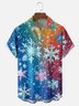 Moisture Wicking Christmas Gradient Snowflake Hawaiian Shirt with Chest Pocket