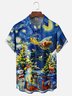 Moisture-wicking Christmas Santa Claus Snowman Elk Starry Sky Chest Pocket Casual Shirt