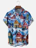 Moisture Wicking Christmas Atmosphere House Christmas Tree Chest Pocket Hawaiian Shirt