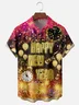Moisture-wicking Happy New Year Fireworks Clock Chest Pocket Casual Shirt