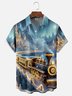 Moisture Wicking Christmas-Themed Train Chest Pocket Hawaiian Shirt