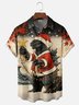 Moisture Wicking Christmas Fun Dinosaur Godzilla Chest Pocket Hawaiian Shirt
