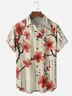 Moisture Wicking Japanese Cultural Abstract Ink Painting Cherry Blossom Chest Pocket Hawaiian Shirt