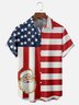 Moisture-wicking Christmas Santa Claus American Flag Chest Pocket Patriotic Holiday Shirt