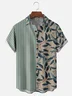 Moisture Wicking Tropical Plant Leaves Geometric Chest Pocket Hawaiian Shirt