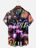 Moisture-wicking Happy New Year Fireworks Chest Pocket Casual Shirt