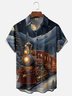 Moisture Wicking Christmas-Themed Train Chest Pocket Holiday Shirt