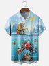 Moisture Wicking Fun Christmas Old Man Fishing Chest Pocket Hawaiian Shirt