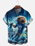 Moisture-Wicking American Football Detroit Art Lions Chest Pocket Casual Shirt