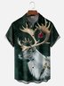 Moisture-wicking Christmas Reindeer Art Christmas Tree Chest Pocket Casual Shirt
